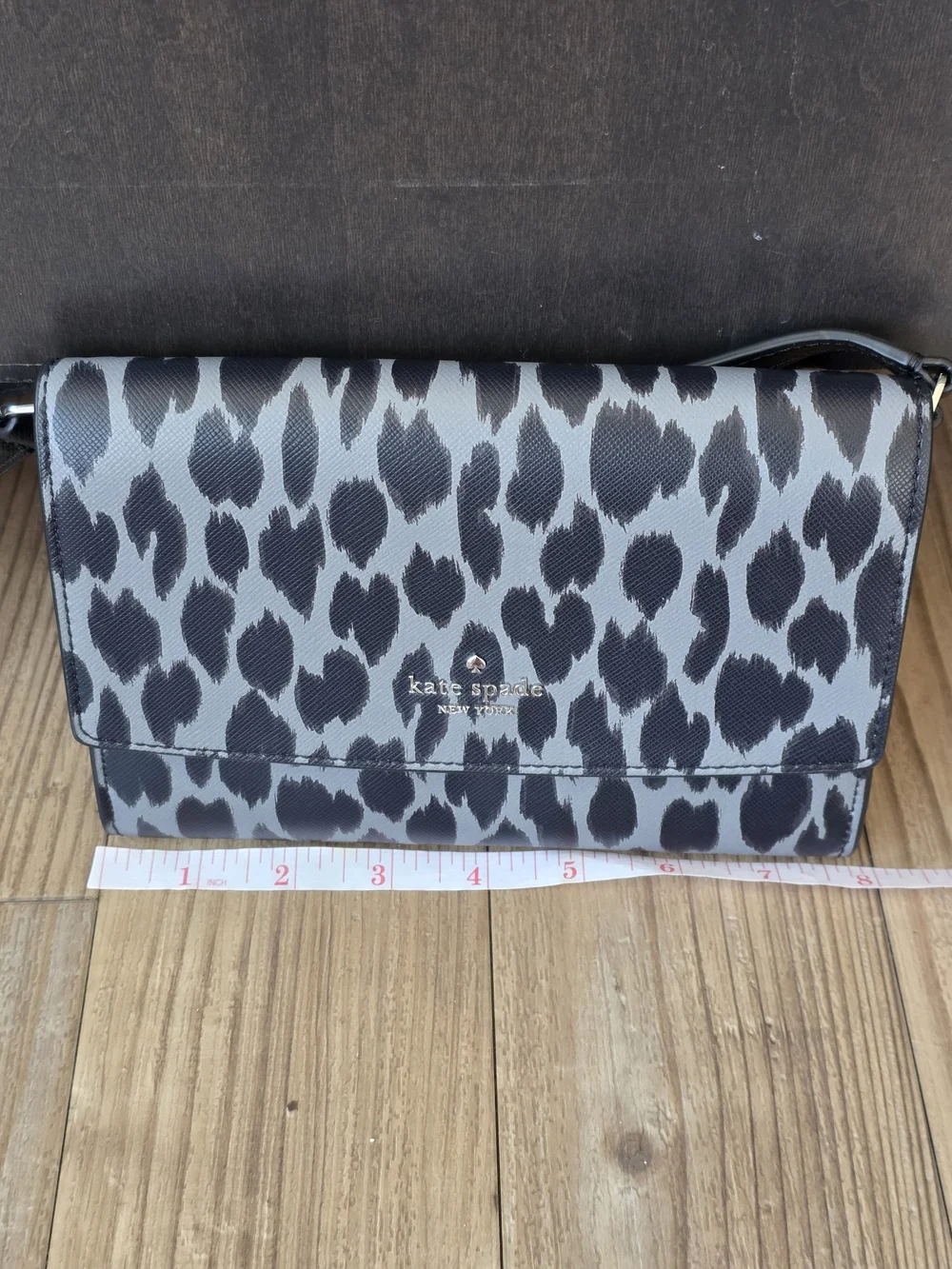 kate spade Gray and Black Leopard-Print Crossbody Bag